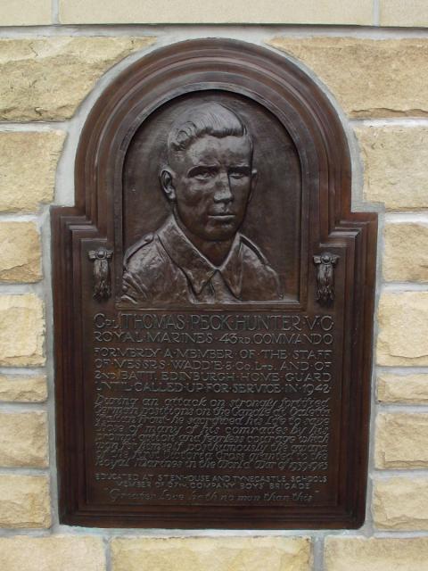 Plaque for Corporal Thomas Peck Hunter VC, 43RM Commando