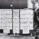 Ken Phillott and his collection of Commando 'parent' unit badges