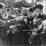 Commandos being issued with their fighting knives.