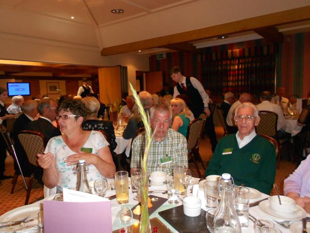 Elaine Southworth-Davies, Arthur Moore, Billy Moore No. 5 Cdo at dinner