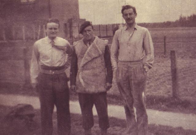Capt. Sandy Carlos-Clarke, RSM Edwards, and Lord Lovat, August 1945