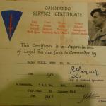 Commando Service Cerificate for Major Webb MC and bar