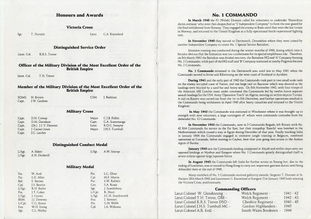 Honours and awards for No.1 Commando