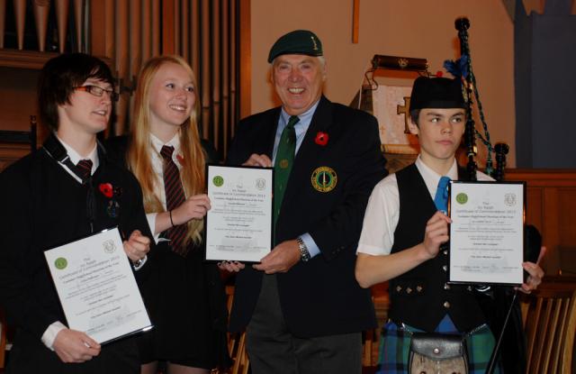 Glen Falconer, Sarah Johnson, and Ruairidh Shaw with CVA National Secretary Joe Murtagh