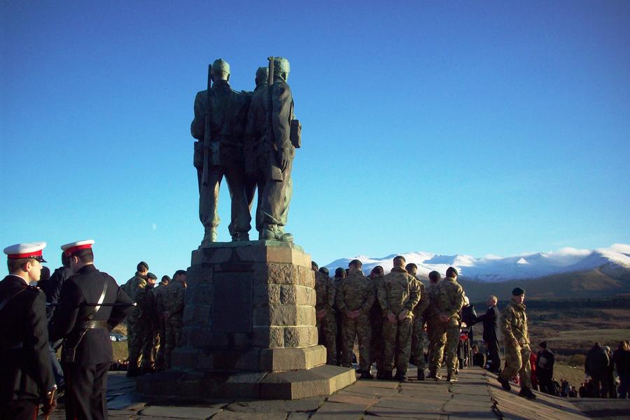 Army Commando Sappers, RM Commandos, and others at the Monument