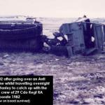 Overturned after mine blast, Operation Corporate - The Falklands 1982