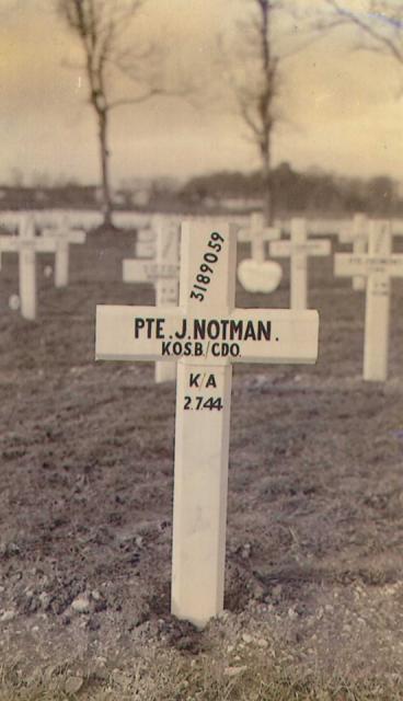 Grave of Private John Notman No 4 Commando kia 2nd July 1944 France.