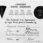 Cdo service certificate for Cpl Cramer No 10(IA) Cdo 2 troop