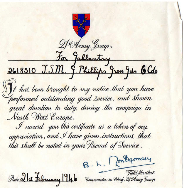 Commendation for CSM Phillips