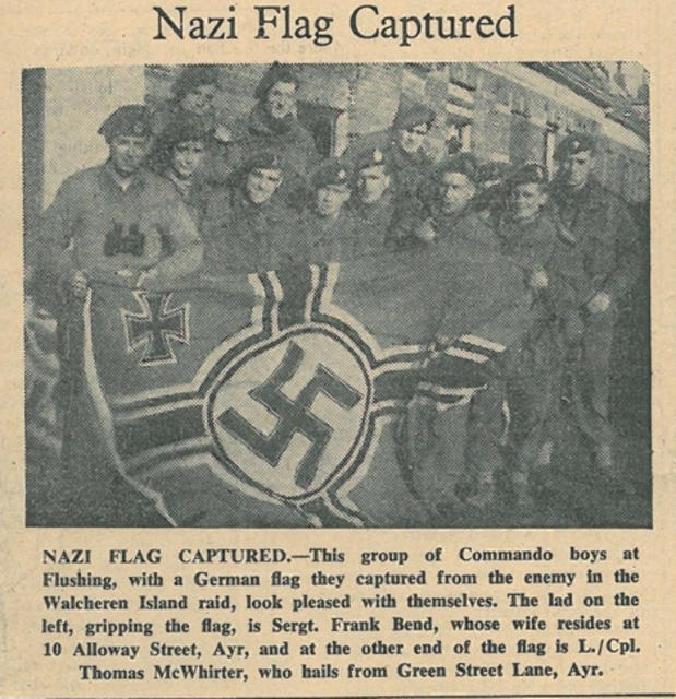 Newspaper article about the Vlissengen captured flag