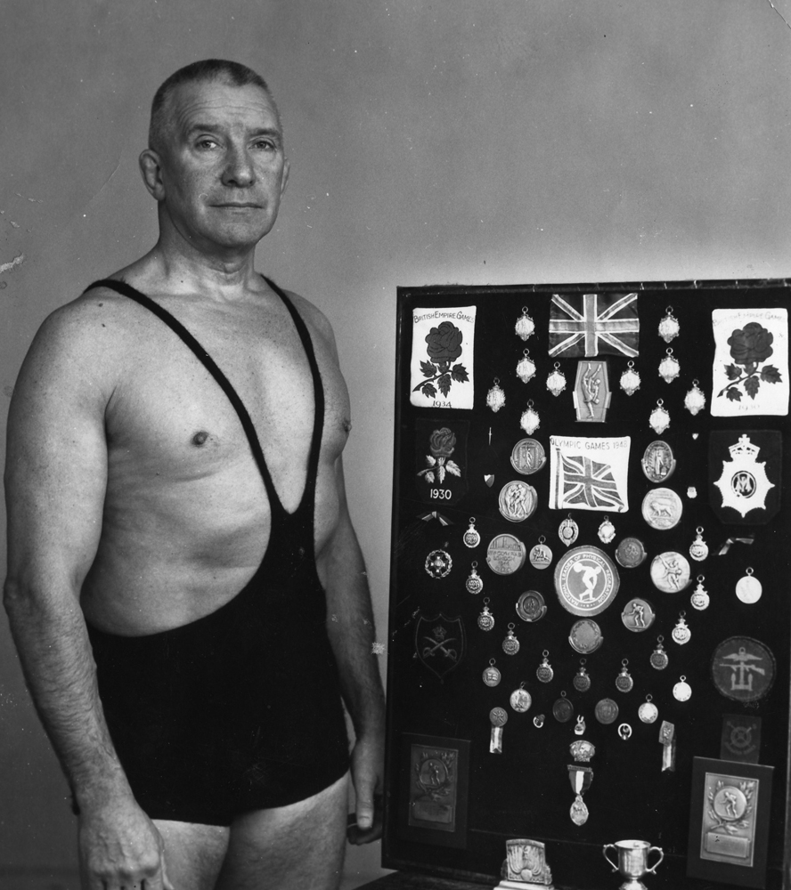 Stan Bissell with his medal collection