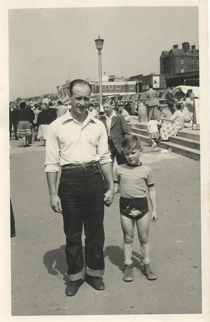 Jimmy Norton and son, Barry, Hunstanton seafront 1952