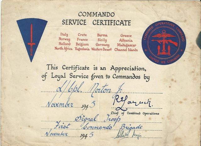 Commando Service certificate