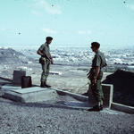 LBdr Brian Rusco and Maj. Nigel Frend RA overlooking Fort Clark Aden 1967