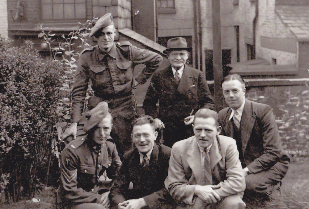Cpl. Alex Mort No 2 Cdo and others on leave in Church Street, Bolton