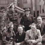 Cpl. Alex Mort No 2 Cdo and others on leave in Church Street, Bolton