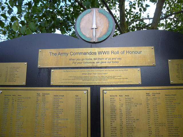 CVA WW2 Army Commando Memorial Roll of Honour, Alrewas