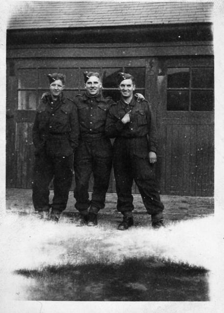 George Davidson, Charles Grills, and u/k  whilst in the 9th RM Bn