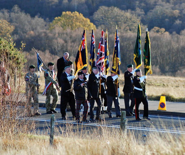 Colours marching to the Memorial at Spean Bridge