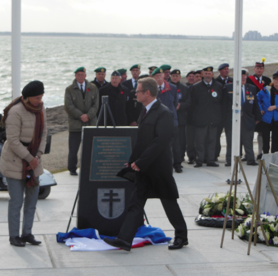 Unveiled memorial to the landing of the 1st BFM