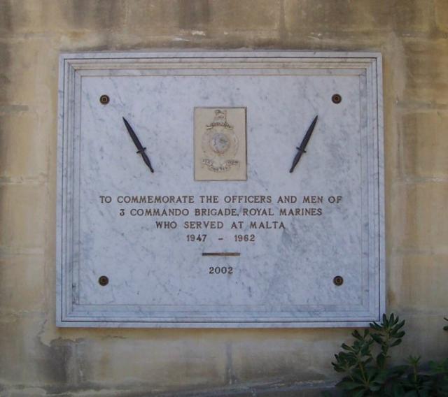 Plaque in honour of 3 Commando Brigade Ta'Braxia Cemetery Malta