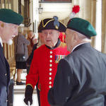 In-Pensioner, Roy Cadman, No.3 Cdo chats with Eric Buckmaster & George Parsons, both No 2 Cdo..