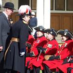 The Reviewing Officer inspects the Rear Rank and talks to Roy Cadman, No.3 Commando