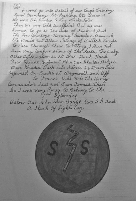 Drawing & description of 1st Special Service insignia.