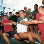 299 Troop's winning tug of war team on a Landing Ship Logistic in the Far East 1997
