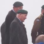 Ernie Mason, No.3 Commando, in driving rain at The Cdo Memorial