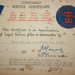Commando Service Certificate for Sgt Duckworth 46RM Cdo
