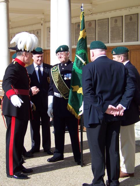 Captain of Invalids, Lt Col Rupert Lucas, briefs Fred Davies about the parade.