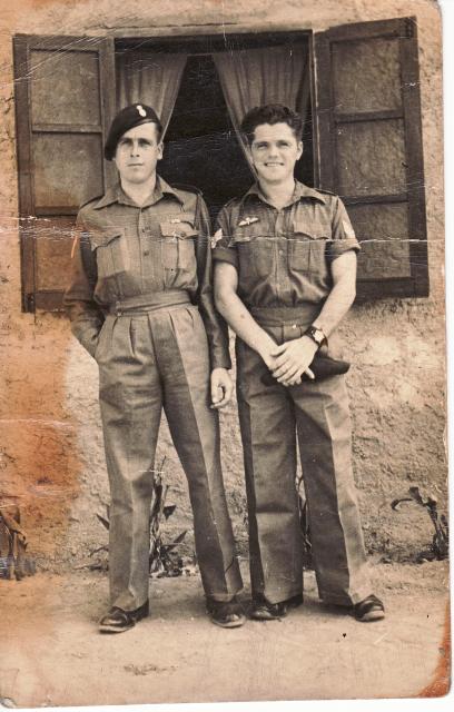 Hugh Maines (on the left) and a friend 1944.