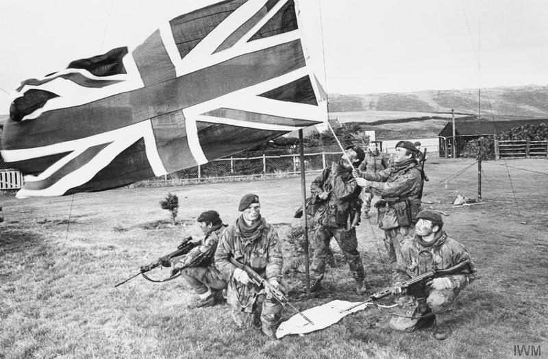 40 Commando RM raise the British Flag on West Falkland