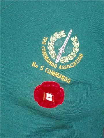 Commando Association pullover of Billy Moore (5 Cdo)  with Canadian Poppy