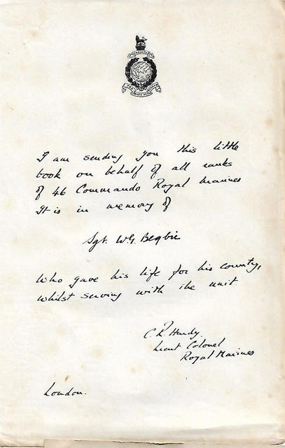 Letter from Lt. Col Hardy