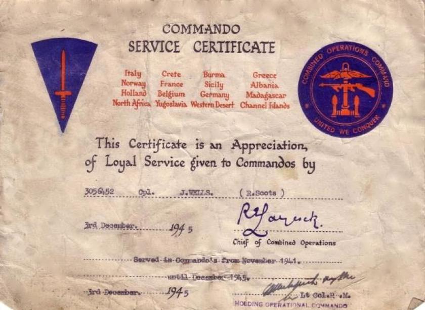 Commando Service Certificate