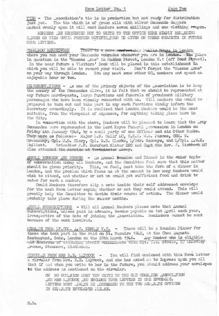 Old Comrades Association of the Army Commandos Newsletter No1