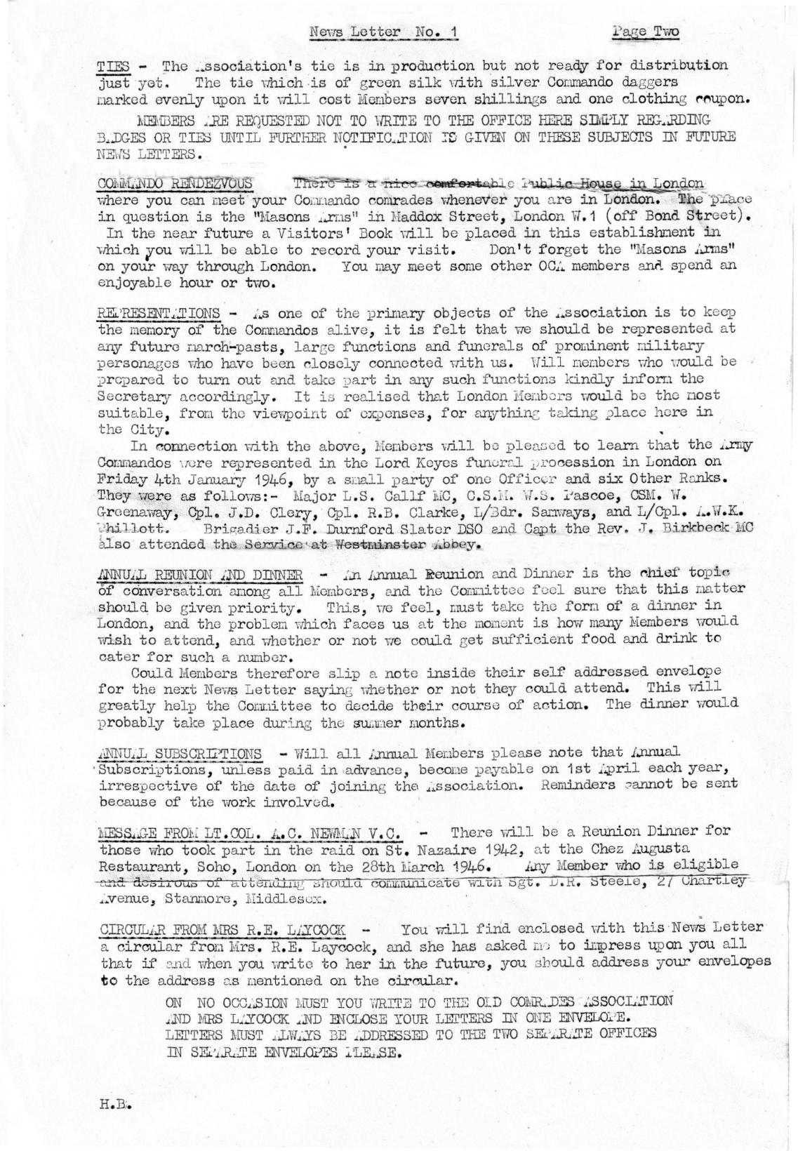 Old Comrades Association of the Army Commandos Newsletter No1