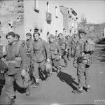 Belgian commandos parade in a village at the foot of Mt Camino, 6 February 1944.