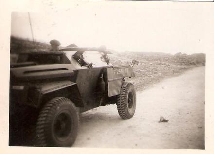 Norman Clack 45 Cdo in a Scout Armoured Car.