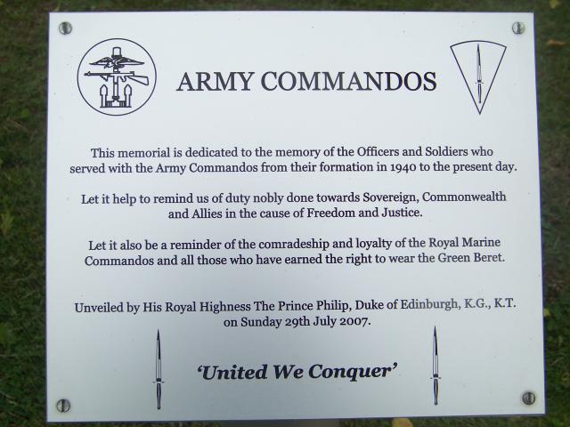Army Commando Memorial commemoration plaque