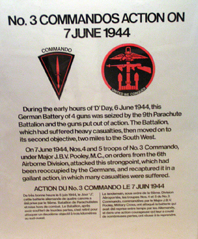 No.3 Commando 4 and 5 troops plaque, Merville Battery