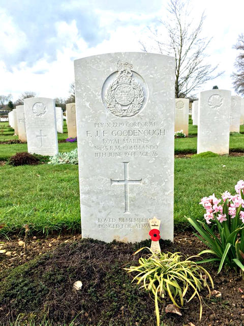 Grave of Cpl Goodenough at Ranville War Cemetery.