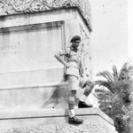 Fred Houseman at the Statue of Umberto I, Piazza Umberto, Bari in Italy