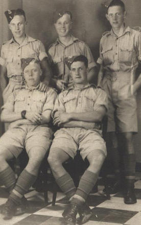 Alfred Crosby, Charlie,and Tom (back); Joe and Algy (front), at Cairo 1941.