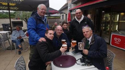 Raising their glasses in memory of Joe Burnett 4 Cdo B Troop.