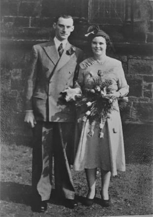 Cpl Sam Fleming and his new wife, Joyce, on the occasion of their marriage.