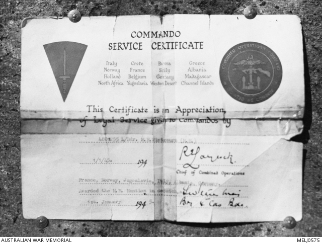 Cdo Service Certificate of Martin Henry Winterburn MM No. 6 Cdo.