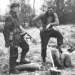 Fred Senior and unknown on a farm in Arran 1940